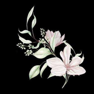 Manolya çiçekli dijital buket. Görüntü