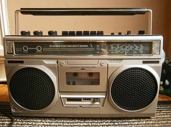 Close Retro Radio Cassette Recorder — Stock Photo, Image