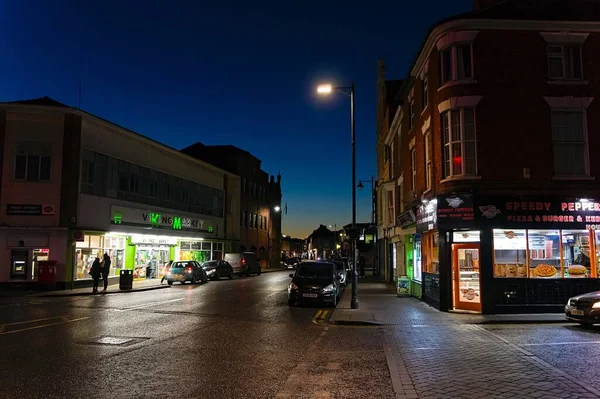 View Shops Takeaways West Street Evening — Foto de Stock