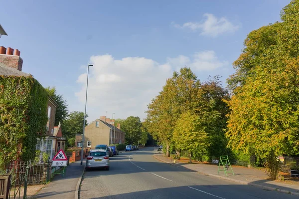 Autumn View Road Leading Town Centre Long Sutton Lincs — Stockfoto