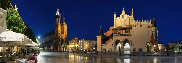 Krakau Polen Juni 2021 Nachtpanorama Van Het Marktplein Krakau Polen — Stockfoto