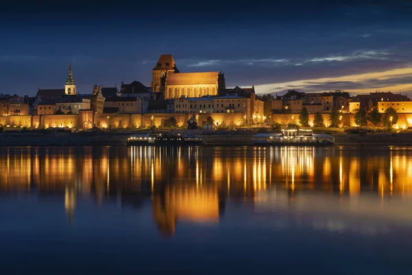 Panorama Printanier Torun Photo Nuit Kuyavia Pomerania Pologne — Photo