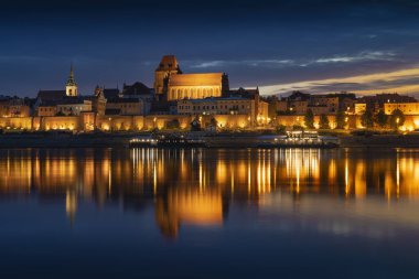 Torun, Poland - May 16, 2022: Torun spring panorama. Night photo. Kuyavia-Pomerania, Poland.