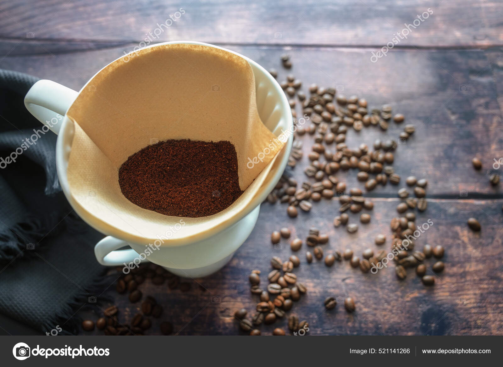 Ground Coffee Paper Filter Bag Porcelain Holder Mug Aromatic Drip Stock