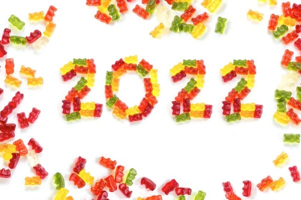 2022 Made Colorful Gummy Bears More Gums Sweet Happy New — 图库照片