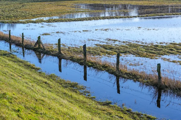 Översvämmade Fält Efter Kraftigt Regn Jordbruksförluster Till Följd Extrema Väder — Stockfoto