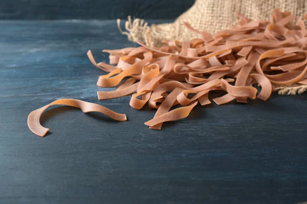 Tagliatelle Nudlar Gjorda Fullkornsmjöl Hälsosam Pasta Alternativ Med Fiber Protein — Stockfoto