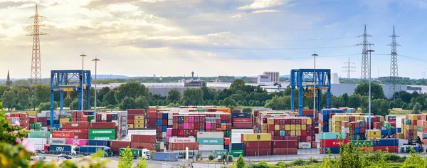 Duisburg Německo Června 2022 Panoramatický Výhled Kontejnerový Terminál Vnitrozemském Přístavu — Stock fotografie