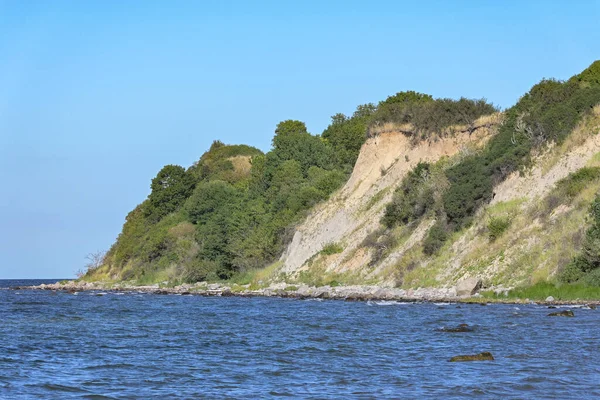 Steep Coast Shrub Vegetation Erosion Clay Boulders Bay Baltic Sea — Stok fotoğraf
