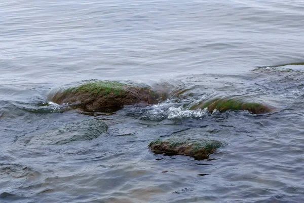 Güzel bir deniz manzarası, sahilde kayalar var. Seyahat kavramı