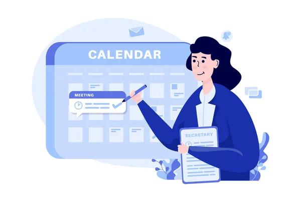 Жінка Секретар Планує Зустріч Зустрічі Концепція Ілюстрації — стоковий вектор