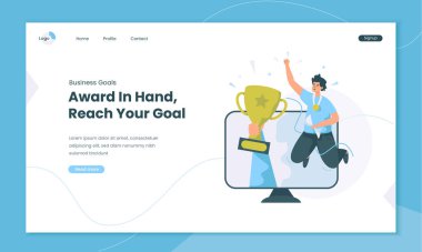 Bir erkek hedefe ulaşır ve iş hedefi konsepti için ödül alır.
