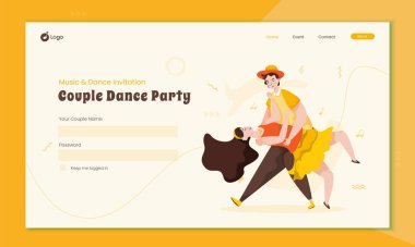 İniş sayfası konseptinde romantik çift dansı illüstrasyonu