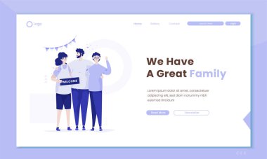 İniş sayfasında harika bir aile kucaklaşması.