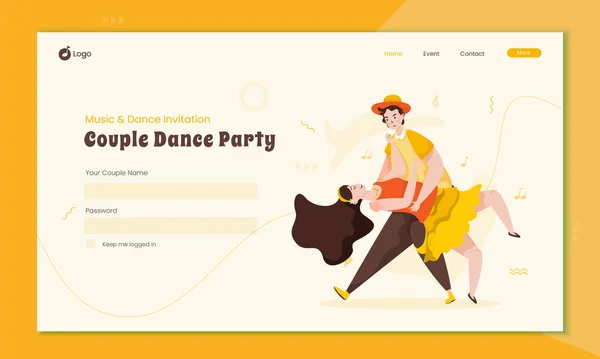 Romantische Paare Tanzen Illustration Auf Landing Page Konzept — Stockvektor