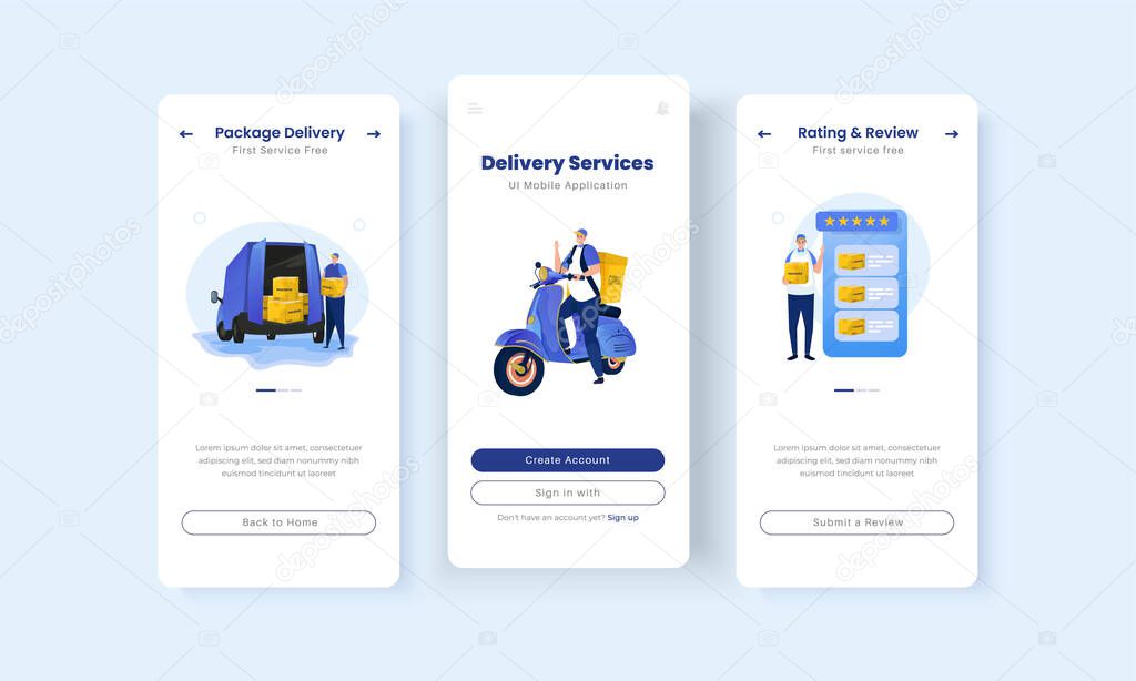 Delivery services illustration on onboard screen template design