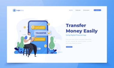 Taşınabilir finansal uygulama kullanılarak para transferi görüntüsü