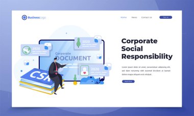 İniş sayfası konseptinde kurumsal sosyal sorumluluk sunumu