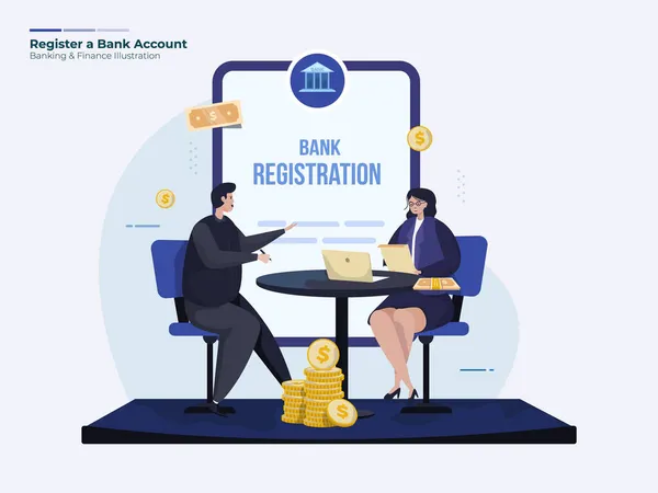Registro Apertura Del Concepto Ilustración Cuenta Bancaria — Archivo Imágenes Vectoriales