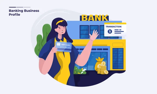 Introducción Del Lanzamiento Tarjetas Bancarias Concepto Ilustración Bancaria Empresarial — Archivo Imágenes Vectoriales