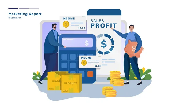 Vector Ilustración Presentación Del Informe Marketing Ventas — Archivo Imágenes Vectoriales