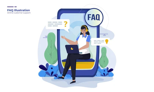 Online Υποστήριξη Πελατών Εικονογράφηση Για Την Έννοια Faq Ιστοσελίδα — Διανυσματικό Αρχείο