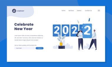 İniş sayfası şablonunda 2021 yılını 2022 illüstrasyon tasarımına dönüştür