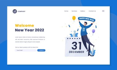İniş sayfası konseptinde yeni yıl 2022 'ye hoş geldiniz.