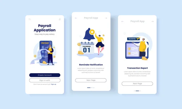 2015 Payday Illustration Mobile User Interface Conception Payroll Application Board — 스톡 벡터