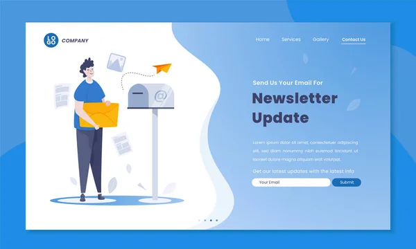 Email Subscribe Newsletter Landing Page Design Concept — Vettoriale Stock
