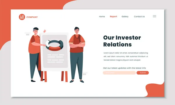 Investor Relations Report Illustration News Business Profile Website Landing Page — 스톡 벡터