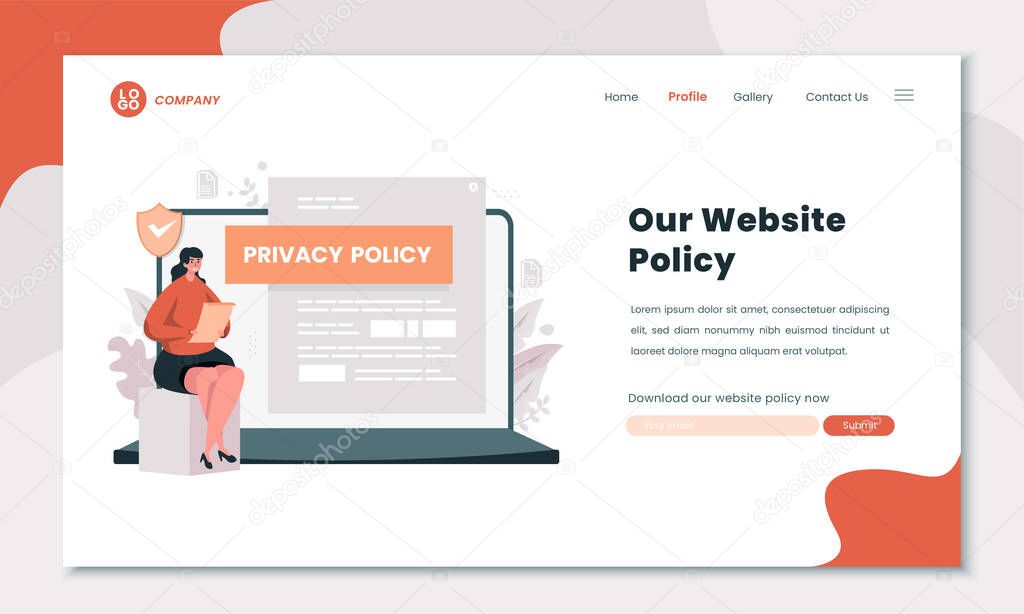 Website rule privacy policy illustration on website or landing page design