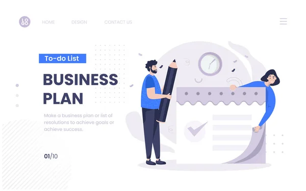 Illustration Business Plan Concept Homepage Design — Wektor stockowy