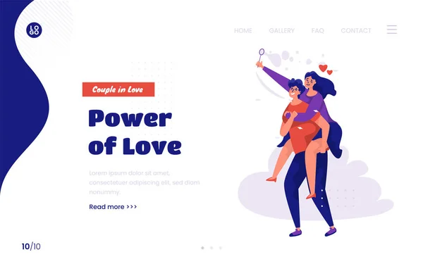 Glückliches Paar Das Sich Verliebt Illustration Auf Landing Page Design — Stockvektor