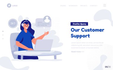 Bizimle iletişime geçmek için müşteri desteği illüstrasyon kavramı Web sitesi veya iniş sayfası