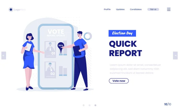 Концепция Быстрого Отчёта Голосования Дизайну Целевой Страницы — стоковый вектор