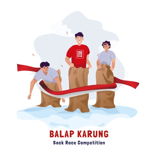 Flat Design Sack Race Competition Balap Karung Games Tradition - Stok Vektor