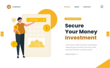 Flat design lock investment safely concept