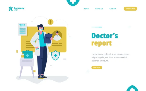 Flat Design Doctor Medical Report Concept — Stockový vektor