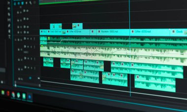 Bilgisayar ekranında video düzenleme zaman çizgisi