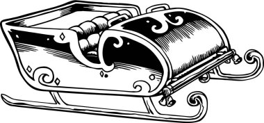 Kızak Siyah ve Beyaz Vektör İllüstrasyonu