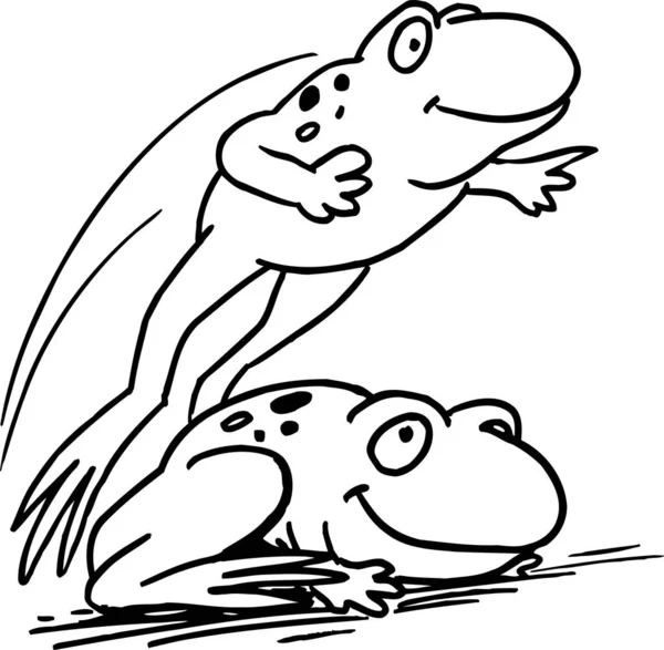 飛躍のカエルベクトル漫画 — ストックベクタ