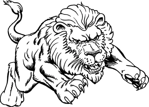 Lion Attacking Εικονογράφηση Διανύσματος — Διανυσματικό Αρχείο