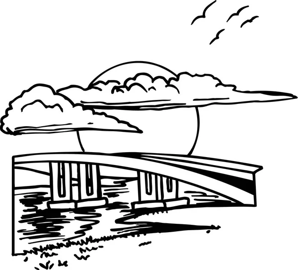 Мост Сансет Иллюстрация — стоковый вектор