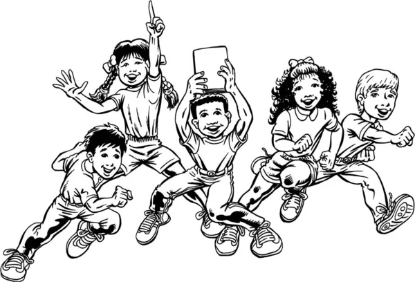 Azione Bambini Vettoriale Illustrazione — Vettoriale Stock