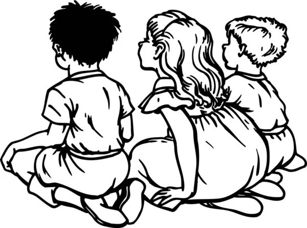 Ilustración Tres Niños — Vector de stock