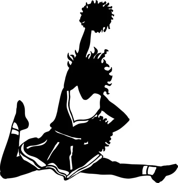 Cheerleader Black White Vector Illustration — Stockvektor