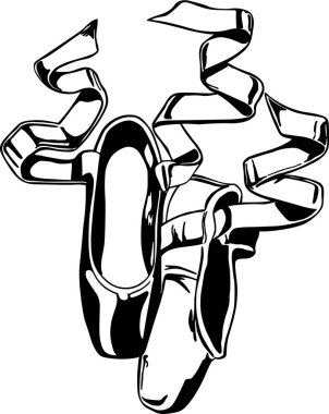 Bale Terlikleri Siyah ve Beyaz Vektör İllüstrasyonu