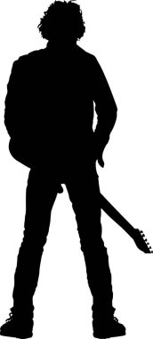 Müzisyen Siyah ve Beyaz Vektör İllüstrasyonu