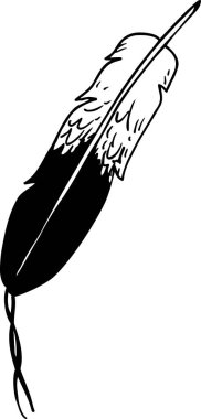 Tüy Siyah ve Beyaz Vektör İllüstrasyonu